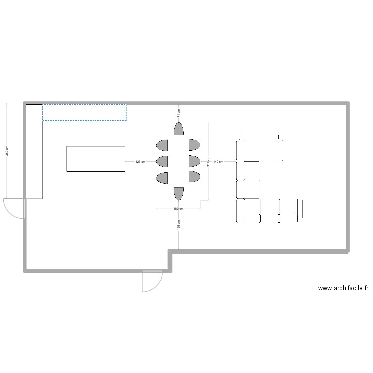 SALON ET CUISINE U SA. Plan de 0 pièce et 0 m2