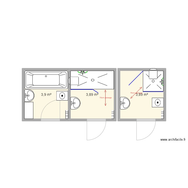 REHIF Ginette . Plan de 3 pièces et 12 m2