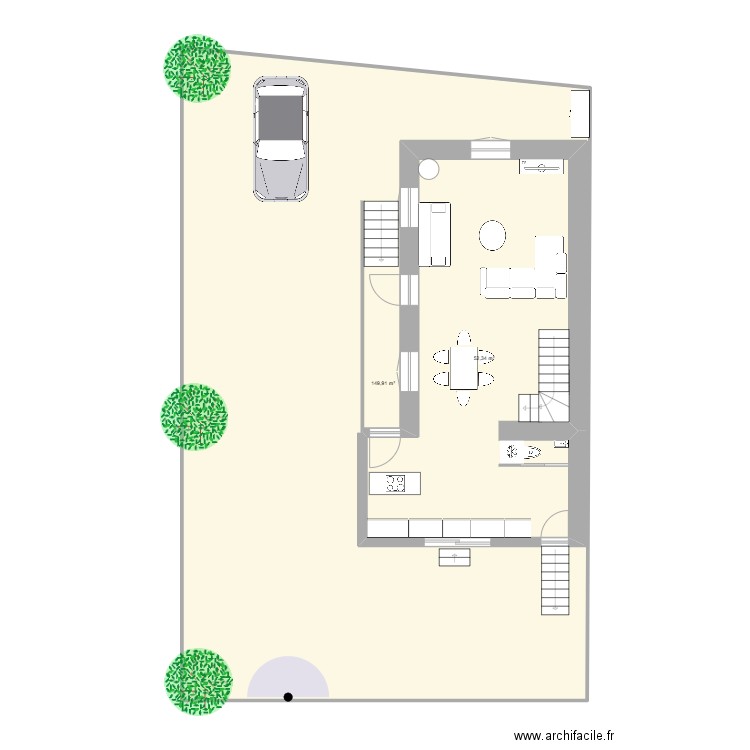 SALON CUISINE EXTENSION. Plan de 2 pièces et 272 m2