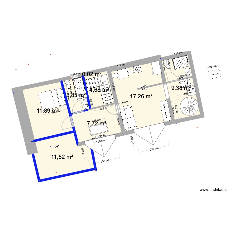 PRIEUX 2025 intérieur 1ER evol3. Plan de 8 pièces et 66 m2