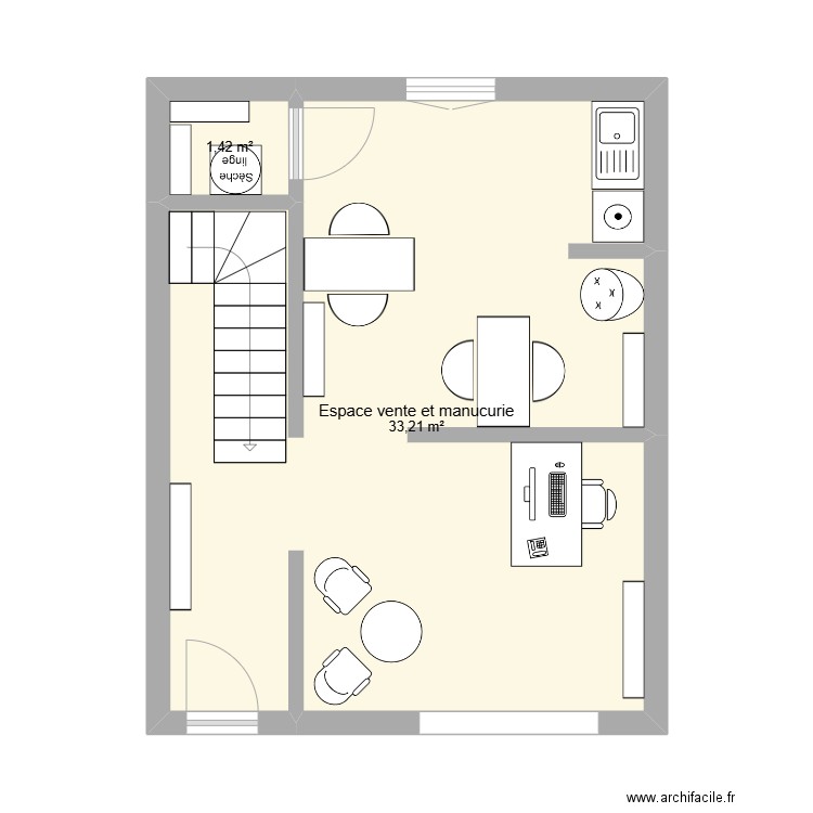 un brin de beauté. Plan de 2 pièces et 35 m2