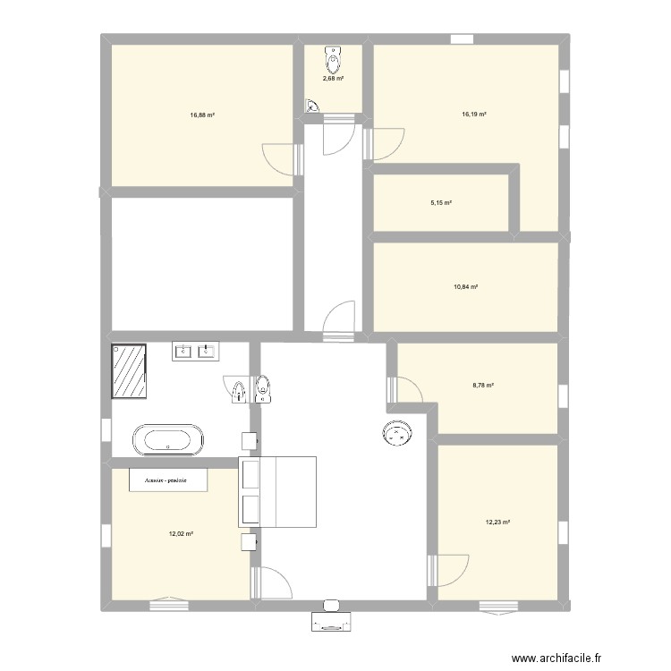 brux 1. Plan de 8 pièces et 85 m2