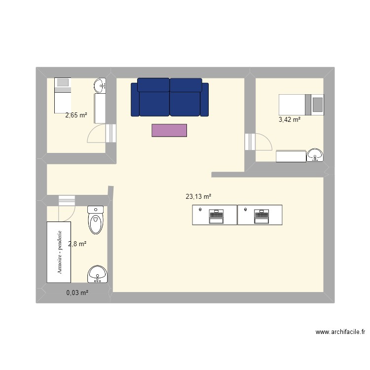 plan institut. Plan de 5 pièces et 32 m2