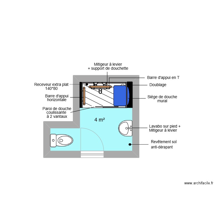 Projet PAUL. Plan de 1 pièce et 4 m2