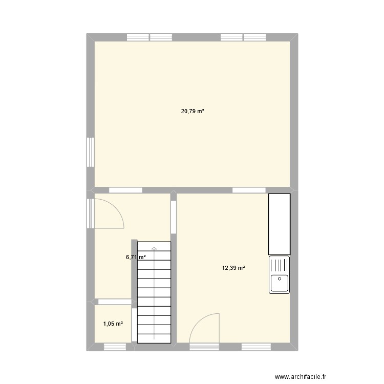 RDC Conciergerie. Plan de 4 pièces et 41 m2