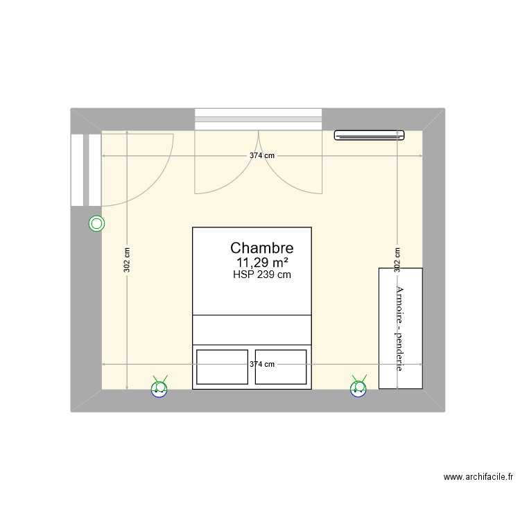 Maison. Plan de 1 pièce et 11 m2