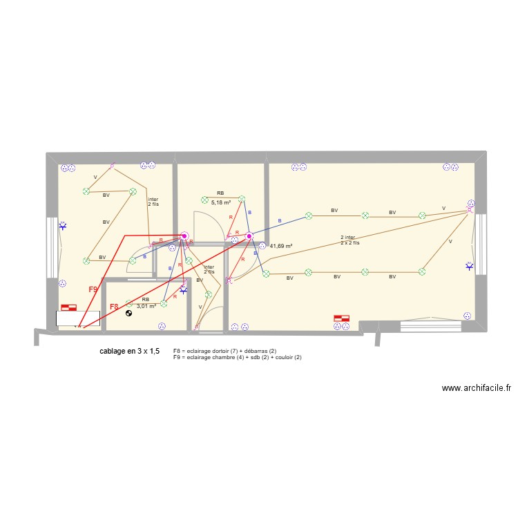 ext_elec_eclairage_2. Plan de 3 pièces et 50 m2