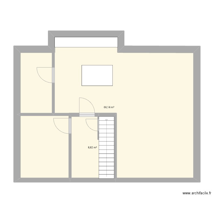 Rez. Plan de 2 pièces et 75 m2