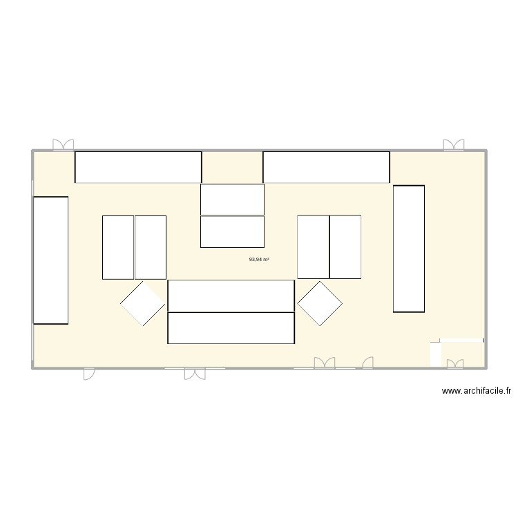 Implantation gymnase . Plan de 1 pièce et 94 m2