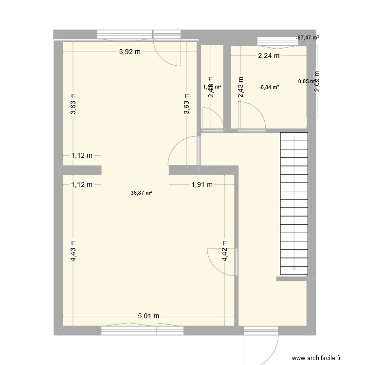 Maison Audruicq RDC. Plan de 5 pièces et 44 m2