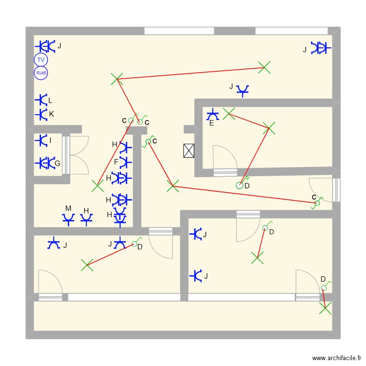 Appartement Van de Veire +1 droit. Plan de 6 pièces et 90 m2