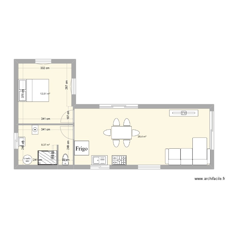 isabel delahayeaverlant. Plan de 3 pièces et 50 m2