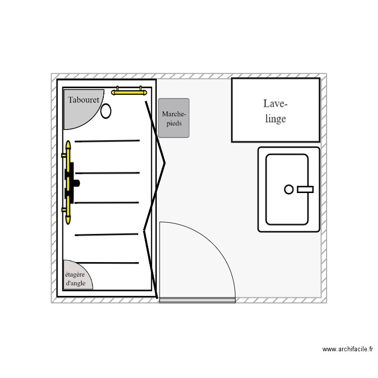 Salle d'eau. Plan de 1 pièce et 20 m2