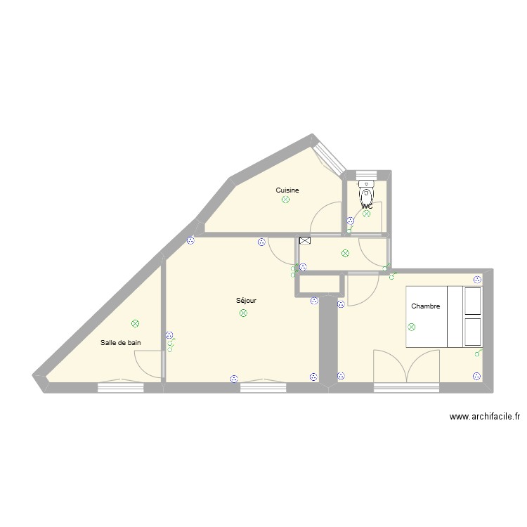 Colombes. Plan de 6 pièces et 39 m2