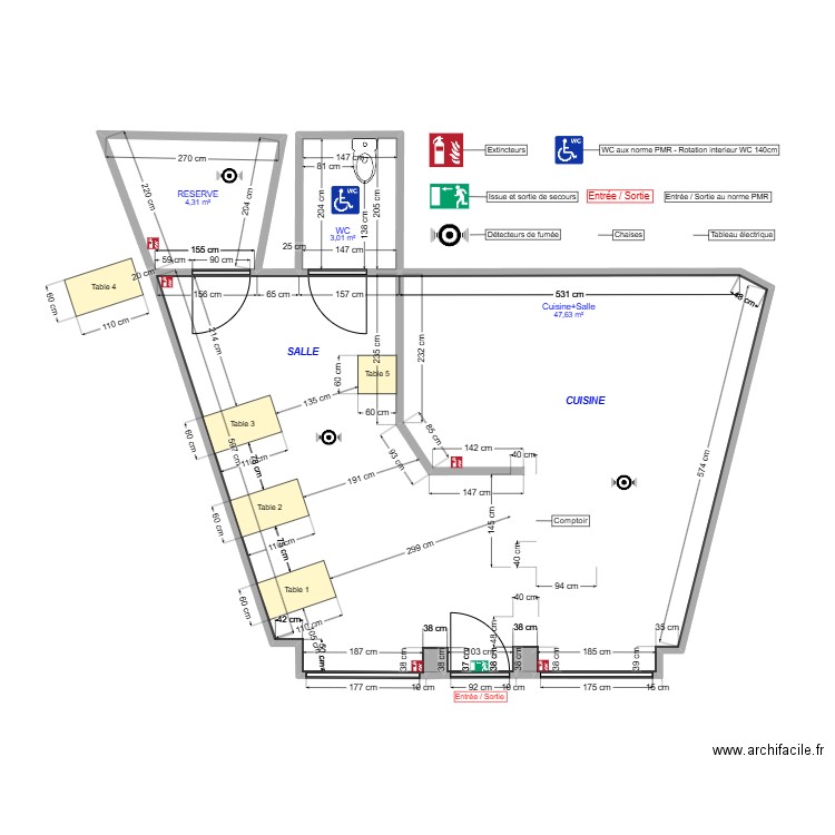 O'320. Plan de 5 pièces et 55 m2