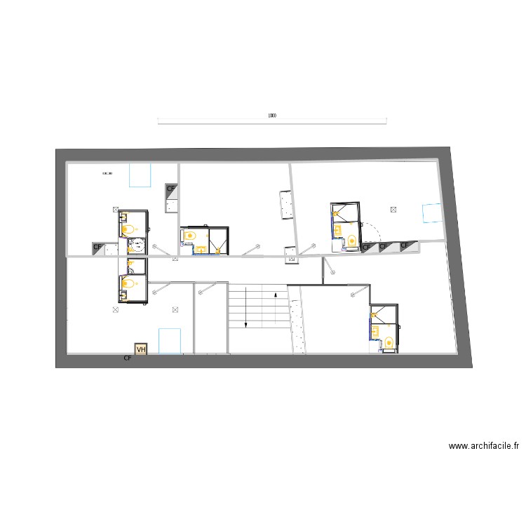 aubépines. Plan de 3 pièces et 65 m2