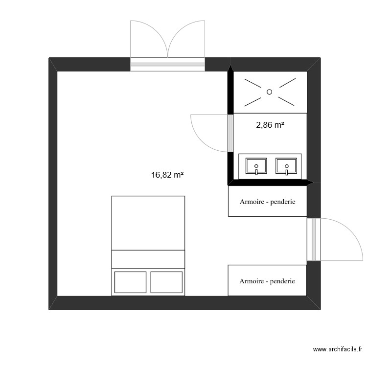 plan remi . Plan de 2 pièces et 20 m2