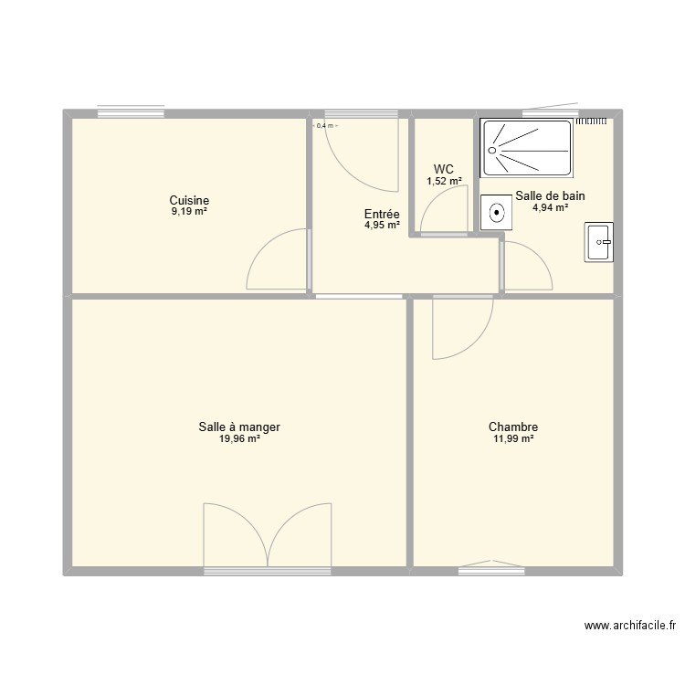 Antibes. Plan de 6 pièces et 53 m2