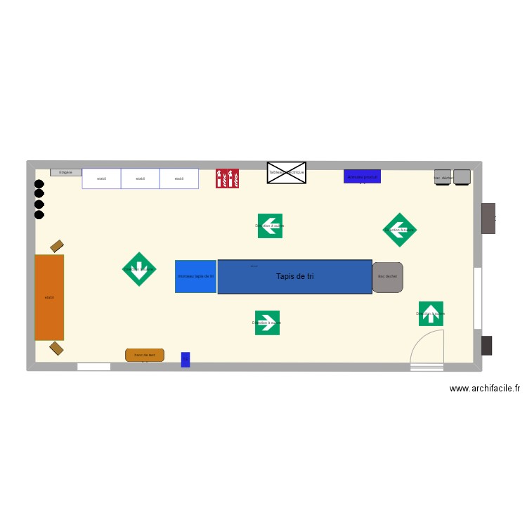 plan de travail operateur de tri. Plan de 1 pièce et 89 m2