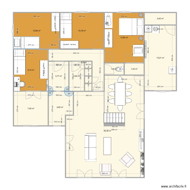 pasteur v6. Plan de 16 pièces et 133 m2