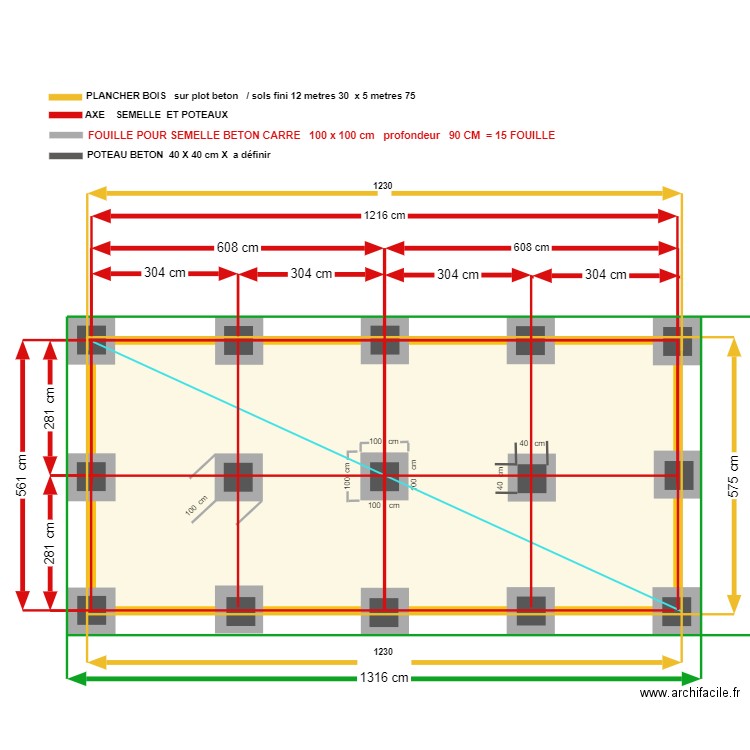 DALLE BOIS . Plan de 1 pièce et 66 m2