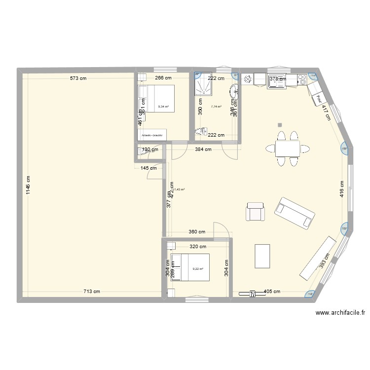 T11. Plan de 5 pièces et 179 m2