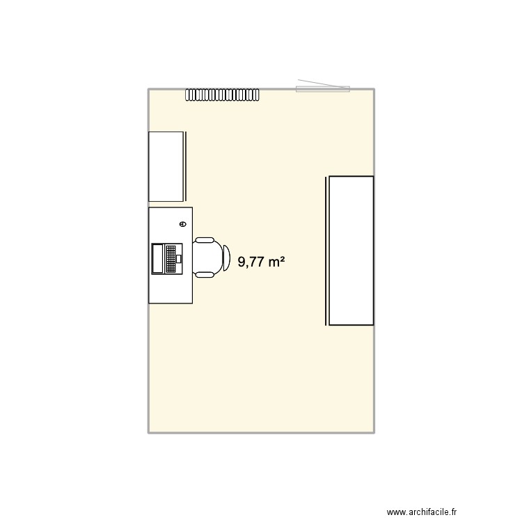 Bureau. Plan de 1 pièce et 10 m2