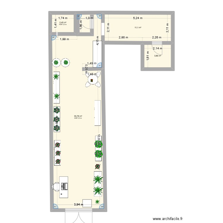 grasse. Plan de 4 pièces et 73 m2