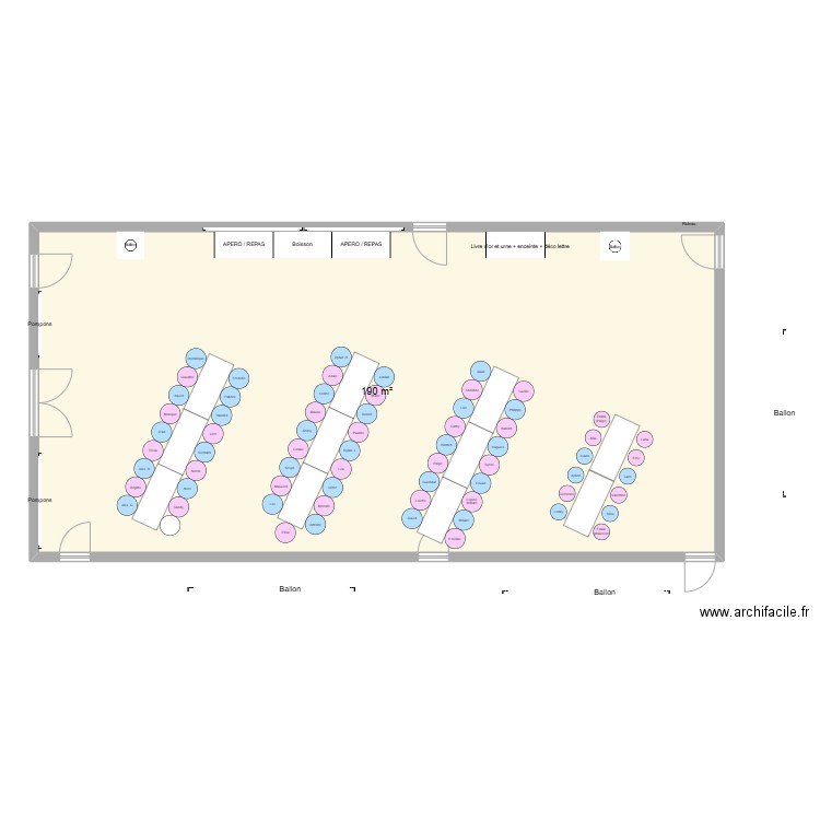 Grande SALLE THOURIE BAPTEME. Plan de 1 pièce et 190 m2