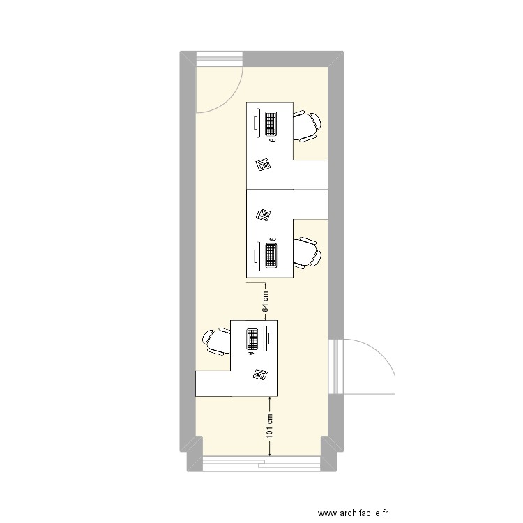 bureau. Plan de 1 pièce et 15 m2