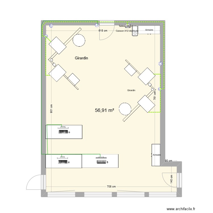 125. Plan de 1 pièce et 57 m2