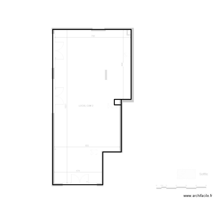 50966 - Croquis rdc. Plan de 2 pièces et 203 m2