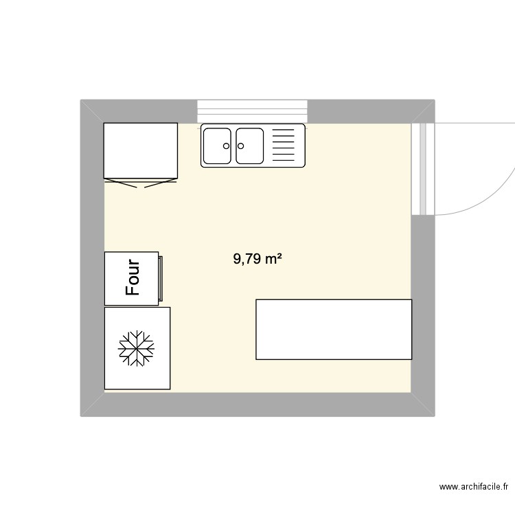 cuisinebis. Plan de 1 pièce et 10 m2