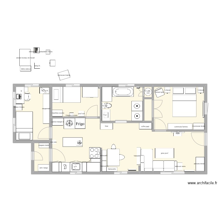 maison aire ouvert. Plan de 8 pièces et 71 m2