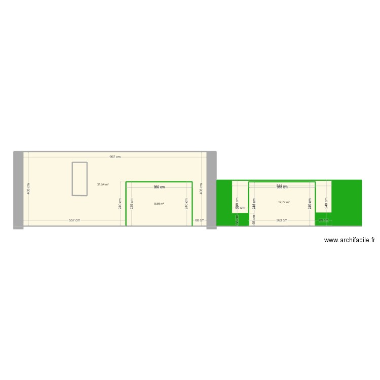 FACADE. Plan de 3 pièces et 53 m2