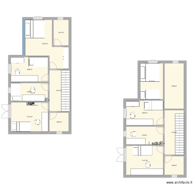 Menjador2. Plan de 16 pièces et 119 m2