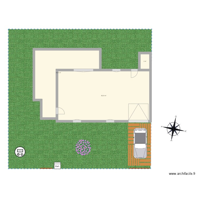 EXTENSION H.LEBORGNE. Plan de 3 pièces et 99 m2