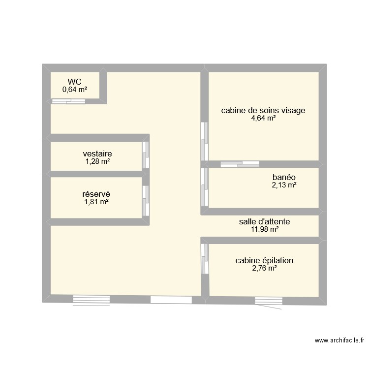 institut. Plan de 7 pièces et 25 m2