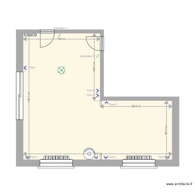 Plan Salon - SAM. Plan de 1 pièce et 37 m2