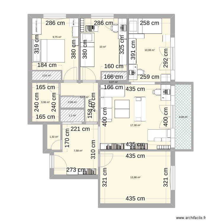 Bastero La Multatière. Plan de 15 pièces et 85 m2