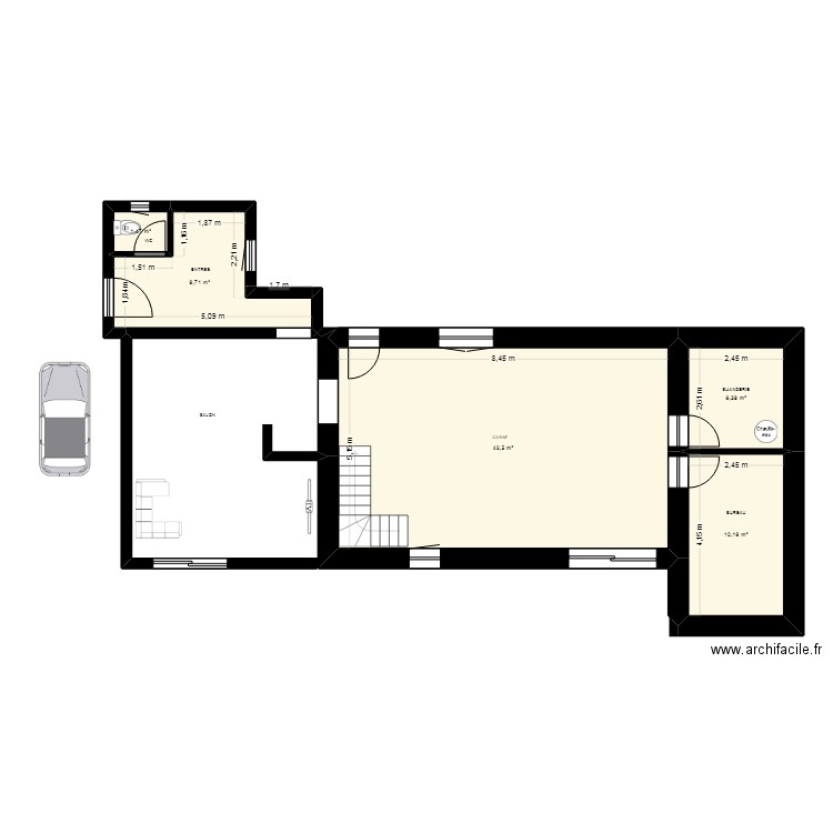 plan rez de chaussee. Plan de 7 pièces et 119 m2