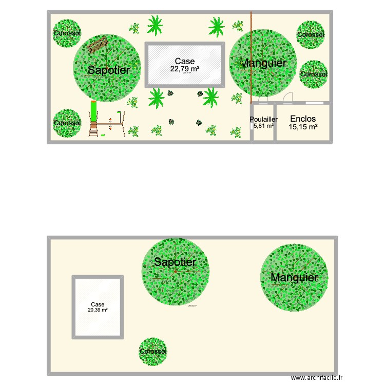 Jardin. Plan de 6 pièces et 610 m2