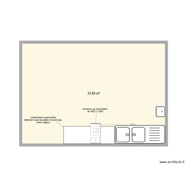 chal. Plan de 1 pièce et 34 m2