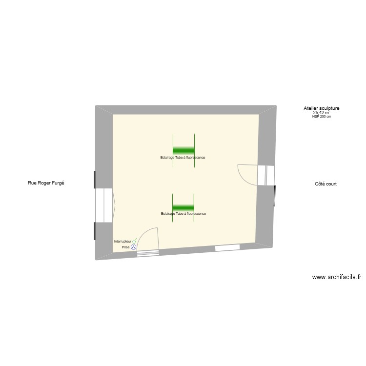 Salle sculpture. Plan de 1 pièce et 25 m2