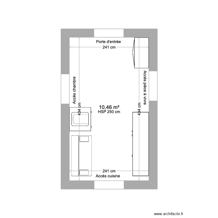 hall d'entrée. Plan de 1 pièce et 10 m2