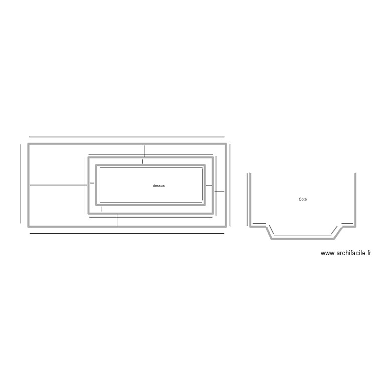 Piscine couloir de nage avec cuillière. Plan de 5 pièces et 77 m2