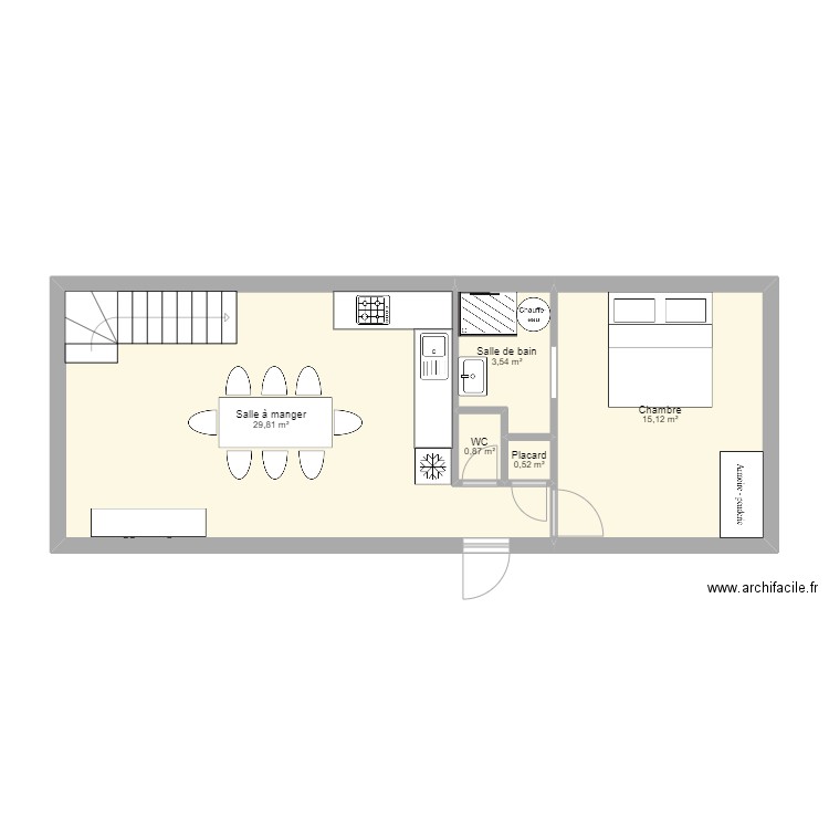 Maison etage. Plan de 5 pièces et 50 m2