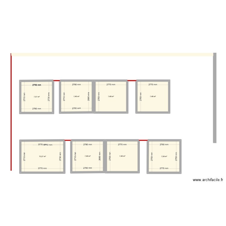 boxes barn. Plan de 8 pièces et 63 m2