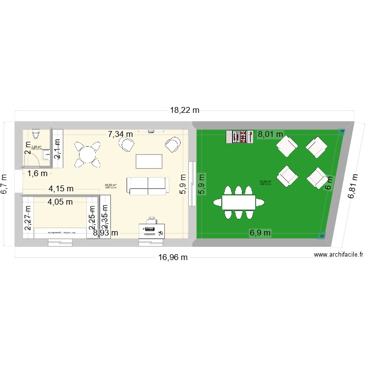 Etage extension DEUIL bis. Plan de 3 pièces et 96 m2