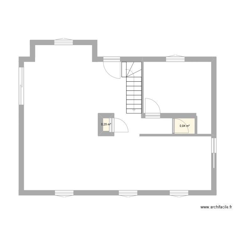 MAISON. Plan de 2 pièces et 1 m2